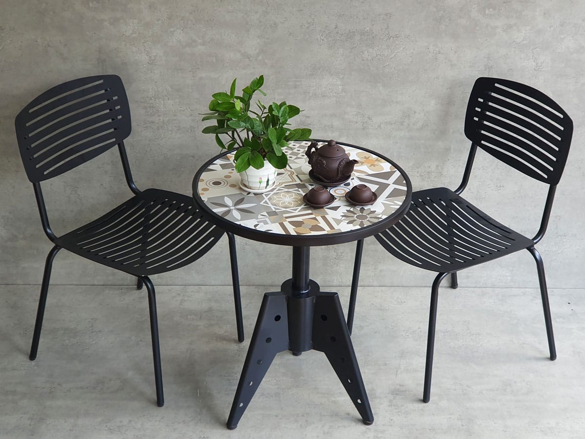 Combo bộ bàn ghế cafe ngoài trời 1 bàn và 2 ghế sắt C Combo bộ bàn ghế cafe ngoài trời 1 bàn và 2 ghế sắt C - hình 4