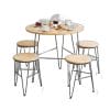 Combo bộ bàn ghế cafe tròn gỗ cao su chân sắt Hairpin C