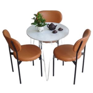 Combo bộ bàn ghế cafe tròn mặt đá 3 ghế cafe C