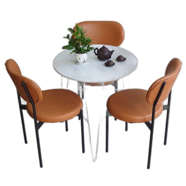 Combo bộ bàn ghế cafe tròn mặt đá 3 ghế cafe C
