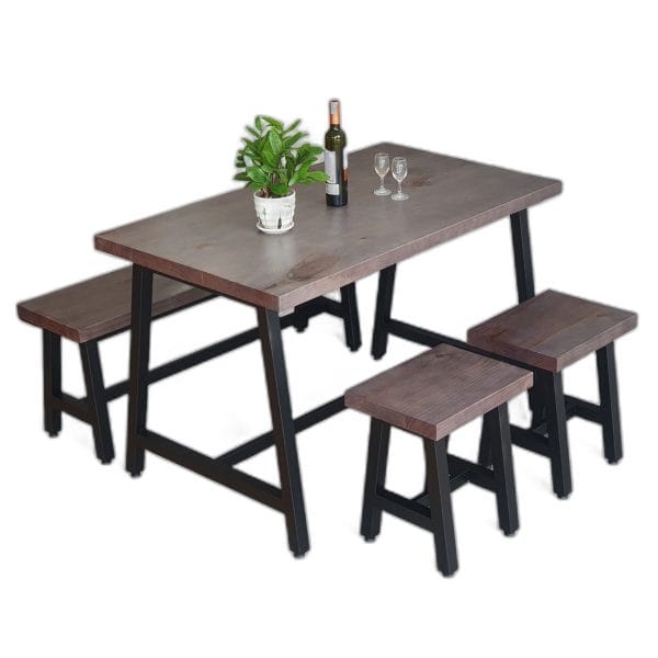 Combo bộ bàn ghế chữ nhật 120x70cm và 1 ghế băng, 2 ghế đôn C