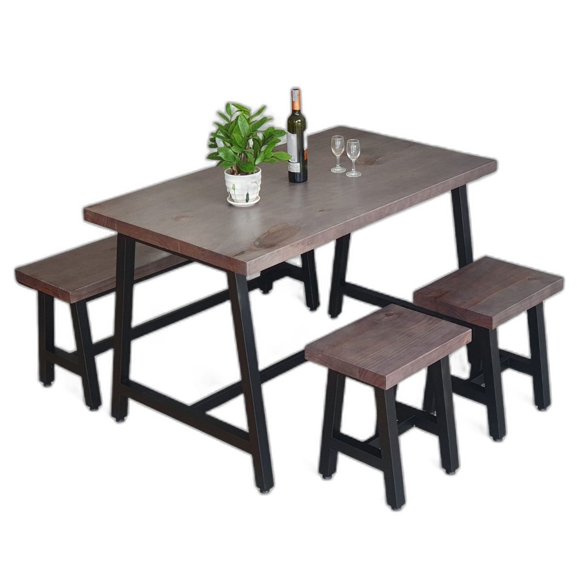 Combo bộ bàn ghế chữ nhật 120x70cm và 1 ghế băng, 2 ghế đôn C Combo bộ bàn ghế chữ nhật 120x70cm và 1 ghế băng, 2 ghế đôn C