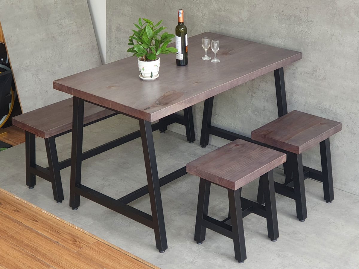Combo bộ bàn ghế chữ nhật 120x70cm và 1 ghế băng, 2 ghế đôn C Combo bộ bàn ghế chữ nhật 120x70cm và 1 ghế băng, 2 ghế đôn C - hình 5
