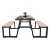 Combo bộ bàn ghế gỗ cao su khung sắt lắp ráp C