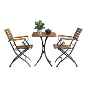 Combo bộ bàn ngoài trời 55x55cm gỗ tràm và 2 ghế xếp gọn C