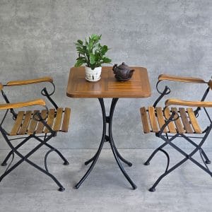 Combo bộ bàn ngoài trời 55x55cm gỗ tràm và 2 ghế xếp gọn C - hình 5