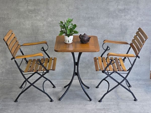 Combo bộ bàn ngoài trời 55x55cm gỗ tràm và 2 ghế xếp gọn C - hình 5