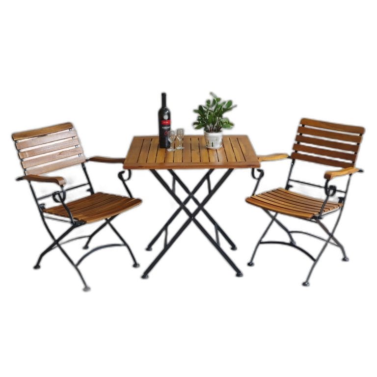 Combo bộ bàn ngoài trời xếp gọn 75x75cm và 2 ghế xếp C