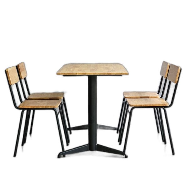 Combo bộ bàn quán ăn nhà hàng 120x60cm và 4 ghế chân sắt C