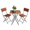 Combo bộ bàn xếp gọn 60x60cm và 2 ghế xếp gọn gỗ tràm C