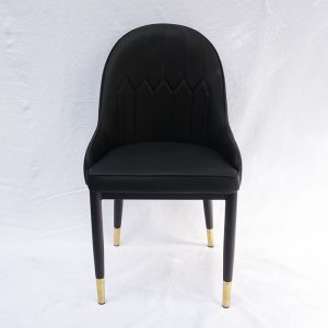 Ghế ăn cổ điển nệm da chân sắt sơn đen - hình 1