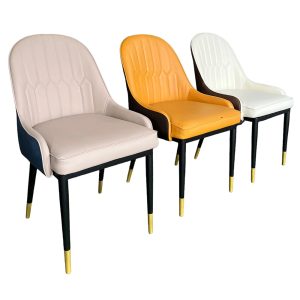 Ghế ăn nệm da chân sắt đế mạ vàng - hình 1