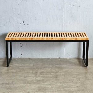 Ghế băng dài 120x38x42m gỗ cao su chân sắt - hình 1