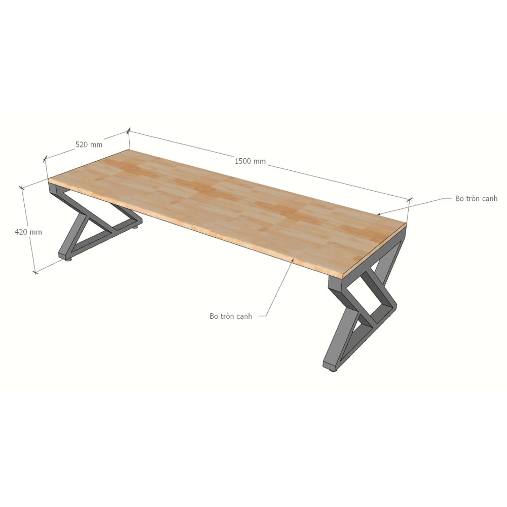 Ghế băng dài 150x52x42cm gỗ cao su chân chữ X Ghế băng dài 150x52x42cm gỗ cao su chân chữ X - hình 5