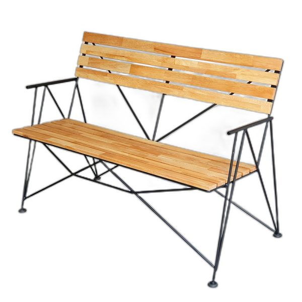Ghế băng dài 1m2 khung sắt nghệ thuật gỗ cao su