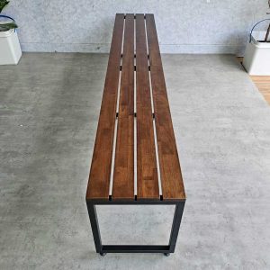 Ghế băng dài 200x35cm gỗ cao su chân sắt - hình 1