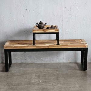 Ghế băng dài có bàn trà 132x35x45cm gỗ tràm - hình 1