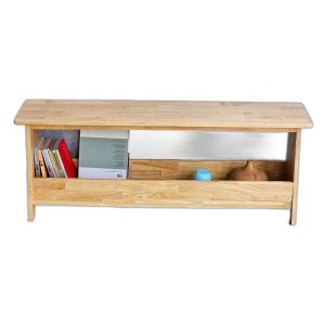 Ghế băng dài kết hợp giá để sách 120x30x45cm gỗ cao su