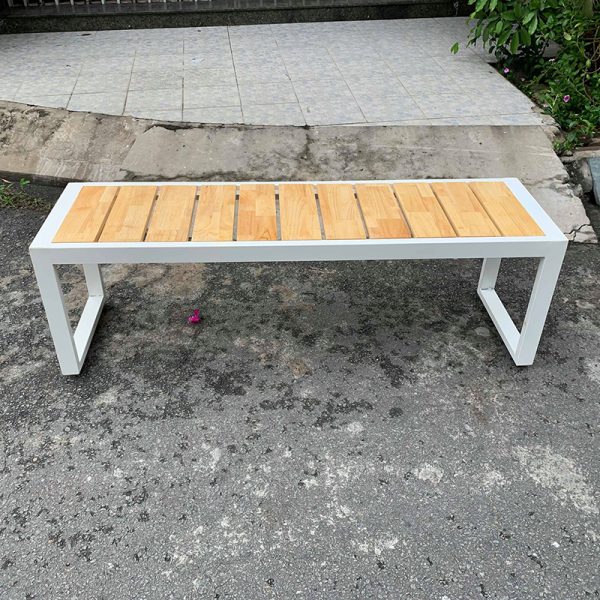 Ghế băng khung sắt gỗ cao su (120x40x45cm) GA68009 - hình 3