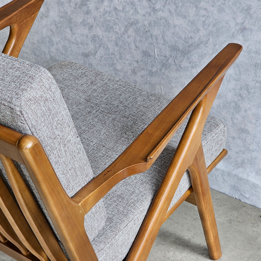 Ghế bành Z Armchair khung gỗ cao su lót nệm bọc vải bố Ghế bành Z Armchair khung gỗ cao su lót nệm bọc vải bố - hình 3