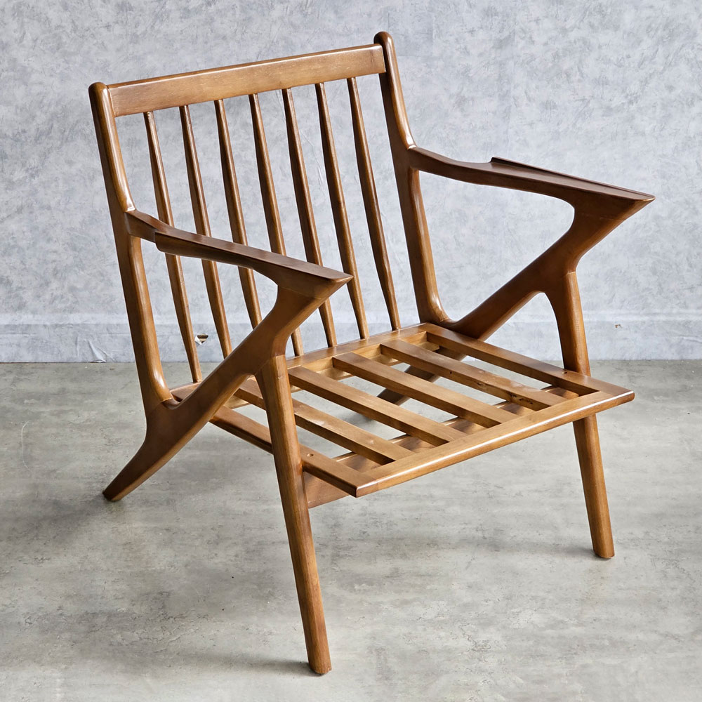 Ghế bành Z Armchair khung gỗ cao su lót nệm bọc vải bố Ghế bành Z Armchair khung gỗ cao su lót nệm bọc vải bố - hình 4