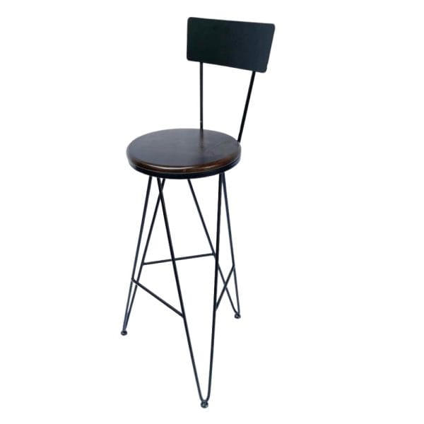 Ghế Bar chân sắt 3 chân chữ V có tựa lưng sắt G - hình 3