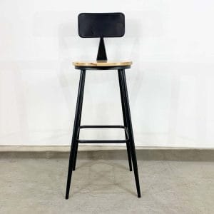 Ghế Bar có lưng tựa chân sắt sơn tĩnh điện mặt ghế gỗ G - hình 1