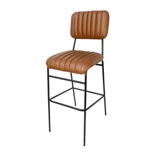 Ghế bar nệm nâu chân sắt sơn tĩnh G - hình 1