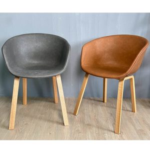 Ghế cafe HAY nệm da chân gỗ GAK26G-PU - hình 1