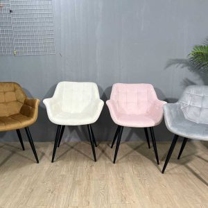 Ghế cafe lưng tựa bọc vải nhung chân sắt - hình 1