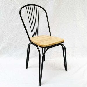 Ghế cafe mặt gỗ lưng tựa bằng sắt sơn tĩnh điện - hình 2