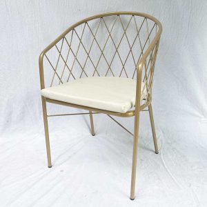 Ghế decor lưng tựa có nệm khung sắt sơn nhũ vàng - hình 1