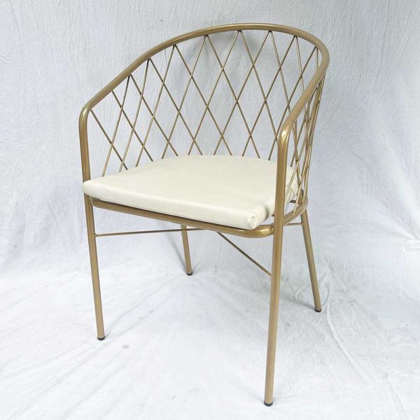 Ghế decor lưng tựa có nệm khung sắt sơn nhũ vàng - hình 1