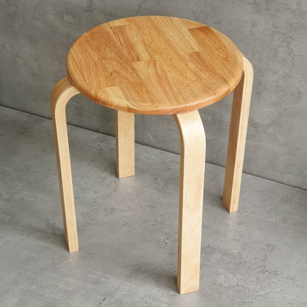 Ghế đôn tròn bằng gỗ cao su - hình 2