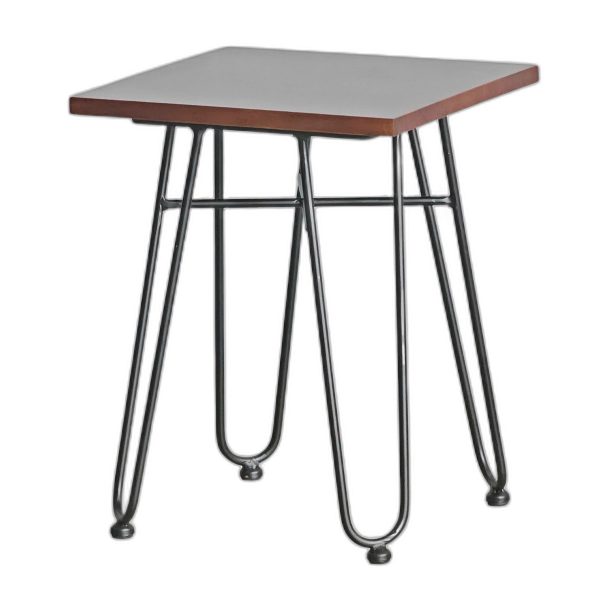 Ghế đôn vuông 35x35cm gỗ cao su chân sắt Hairpin