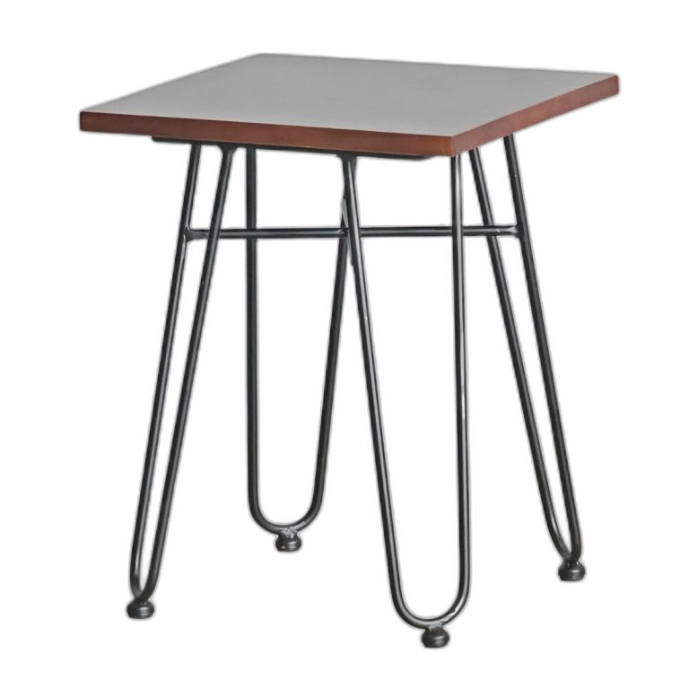 Ghế đôn vuông 35x35cm gỗ cao su chân sắt Hairpin