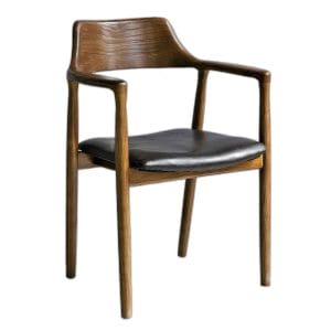 Ghế Hiroshima có tay tựa gỗ tần bì bọc nệm simili cao cấp GA68026