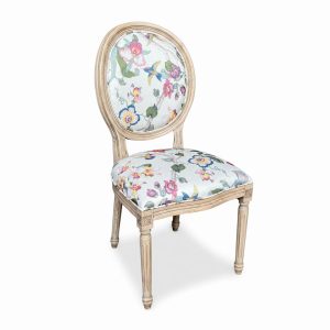 Ghế Louis không tay bọc vải hoa gỗ Ash sơn giả cổ - hình 1