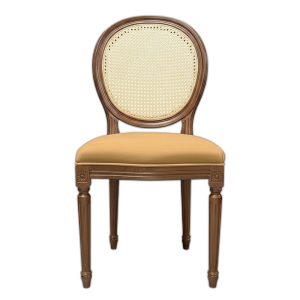 Ghế Louis lưng mây không tay gỗ cao su bọc vải nhung