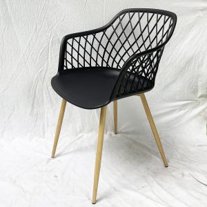 Ghế nhựa lưng lưới chân gỗ - hình 1