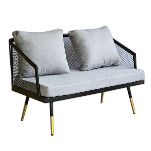 Ghế sofa đôi nệm xám khung sắt lưới SFB68054