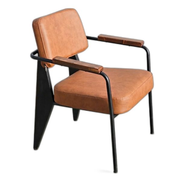 Ghế sofa đơn nệm nâu tay viền gỗ sang trọng GSD68028