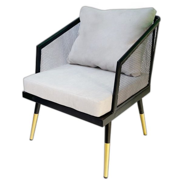 Ghế sofa đơn nệm vải xám khung sắt đen GSD68042