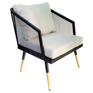Ghế sofa đơn nệm vải xám khung sắt đen GSD68042 - hình 1