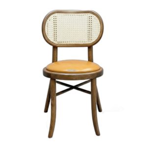 Ghế Thonet chân đan chéo bọc da Si gỗ Ash