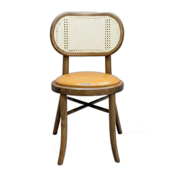 Ghế Thonet chân đan chéo bọc da Si gỗ Ash