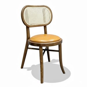 Ghế Thonet chân đan chéo bọc da Si gỗ Ash - hình 1