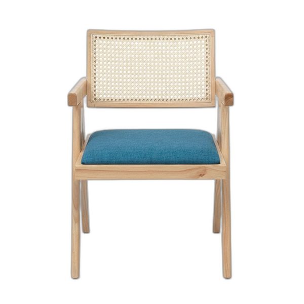 Ghế V-Leg có tay nệm bọc vải gỗ Ash