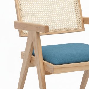 Ghế V-Leg có tay nệm bọc vải gỗ Ash - hình 1