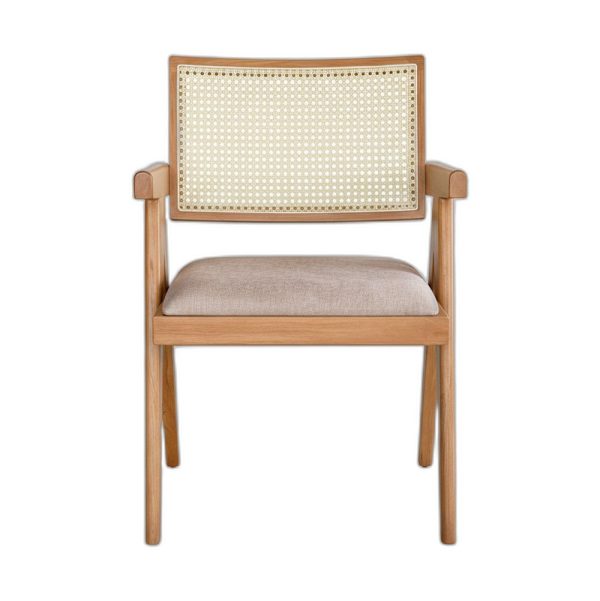 Ghế V-Leg có tay nệm bọc vải gỗ cao su